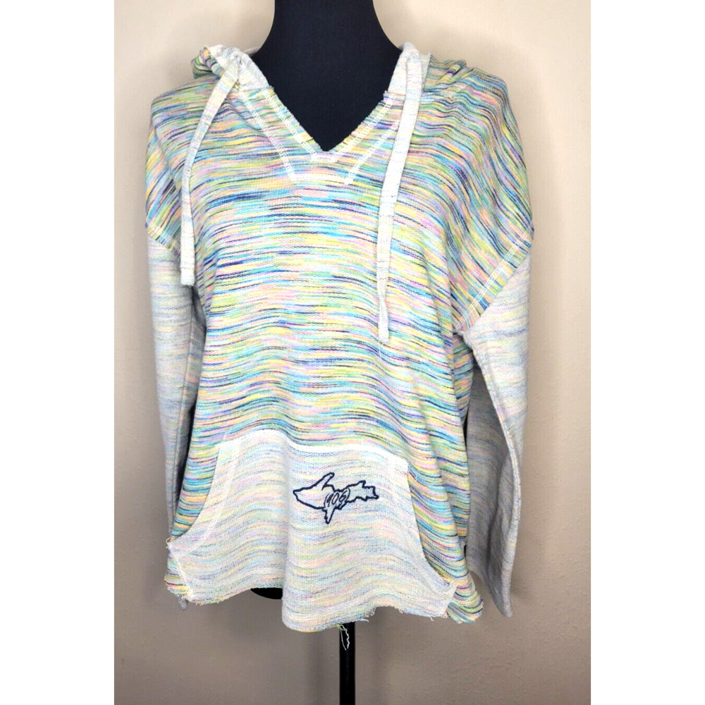 SALT CREEK APPAREL Shirt Women's XL Long Sleeve Hooded Beach shirt pocket pastel